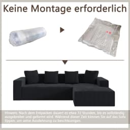 Comfy Upholstered Sectional Sofa 3-Seat L-Shaped Modern Couch Frameless Deep Seat for Living Room Bedroom