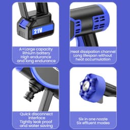 1000W 200Bar Cordless High Pressure Spray Gun Car Washer Washing Gun High Power Cleaning Machine Power Tool for Makita 21V
