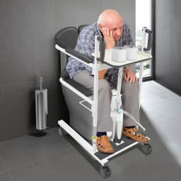 Patient Lift Transfer Chair,Hydraulic Lifting Wheelchair for Household,Hospital,Nursing Home,Adjustable Height,180° Split Seat