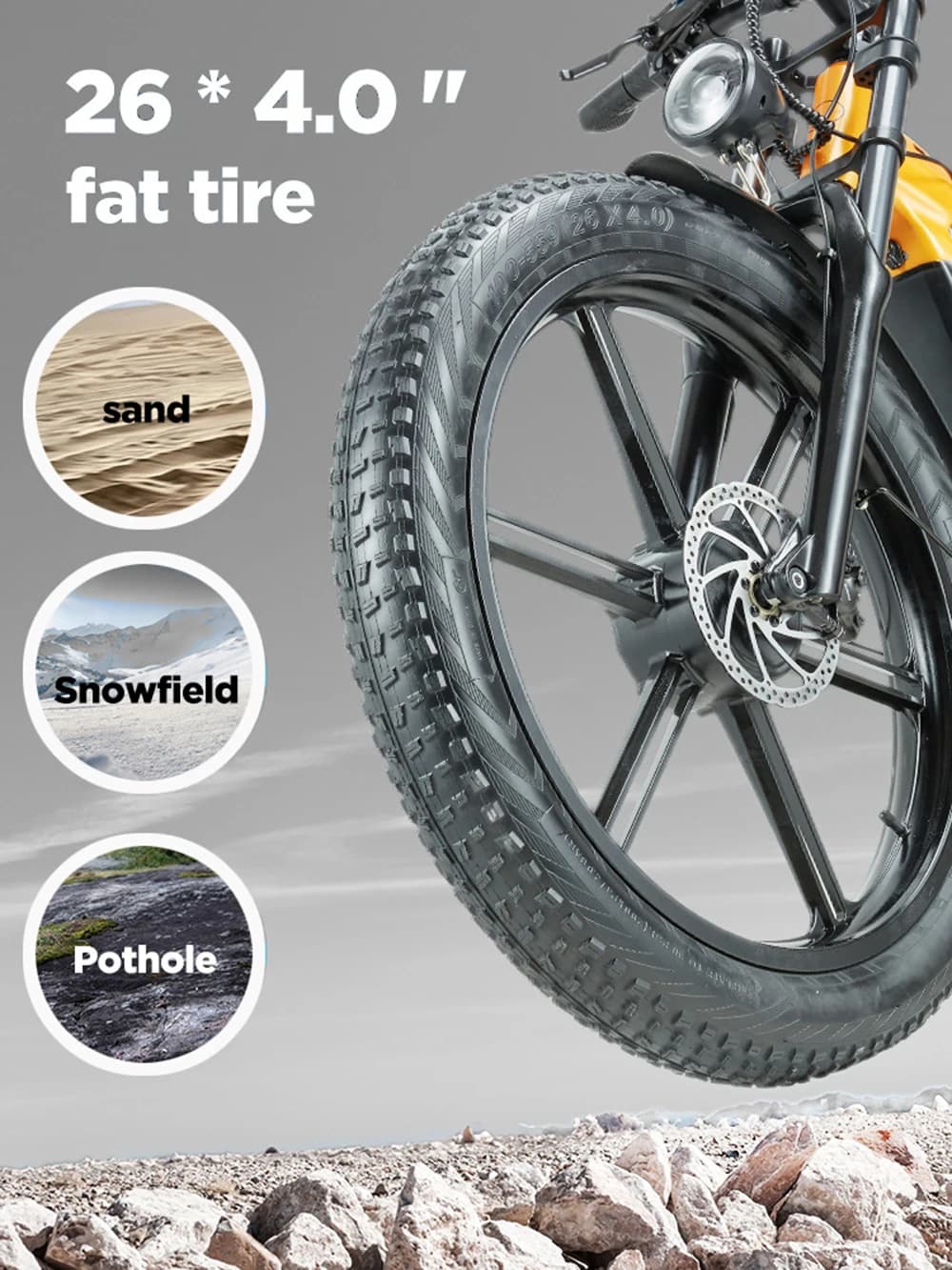 RandRide YX80M-2 Adult Electric Bicycle 45KM/H MAX Speed 90KM Range2000W Motor 26" Tire 48V 20AH Battery Electric Bike