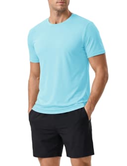 Men's Short Sleeve UPF 50+ Shirt Sun Protection SPF UV Moisture Wicking Lightweight Quick Dry Swim Rash Guard Athletic Running