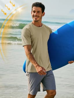 Men's Short Sleeve UPF 50+ Shirt Sun Protection SPF UV Moisture Wicking Lightweight Quick Dry Swim Rash Guard Athletic Running