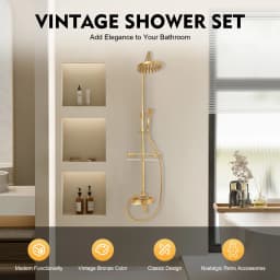 Vintage Bronze Shower Set, Dual Mode Rain and Handheld Faucet Kit 360° Swivel Bathroom Shower System for Home Hotel Spa Use
