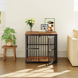 Modular Dog Crate Furniture Pet Cage with Waterproof Tabletop 2-in-1 Side/Night Table Combinable Stackable for Multiple Dogs