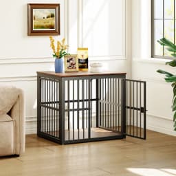 Modular Dog Crate Furniture Pet Cage with Waterproof Tabletop 2-in-1 Side/Night Table Combinable Stackable for Multiple Dogs