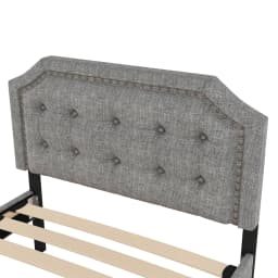 90x200cm Flat Upholstered Bed with Upholstered Nightstand Decorative Rivets&Double Drawers Bedroom Furniture for Small Spaces