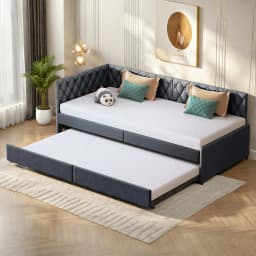 Comanlai Living Room Sofa Pull-Out Upholstered Sofa Bed Frame with Slatted Frame 90x200cm Velvet