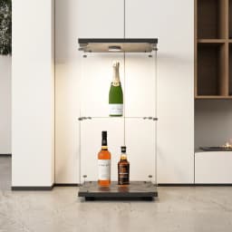 Glass Vitrina, 2 layers, glass cabinet, living room with LED, modern glass Collection cabinet, glass cabinet for Desk, collar objects