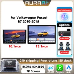 8G+256G AURAAI 2K Screen For Passat B7 B6 CC 2010-2015 Car Radio CarPlay Android Auto 4G WIFI GPS BT DSD ADAS Dual Mic 360Camera