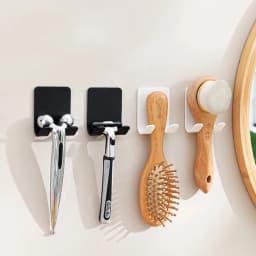 Punch-free Adhesive Razor Holder Wall Mounted Bathroom For Shower Hook Rack Gillette Shaver Shaving Holder Black Plastic Hook