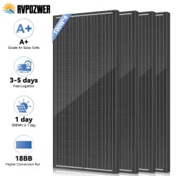 RVPOZWER 12.8V 100W Rigid Solar Panel 18BB N-Type Solar Cells Monocrystalline Silicon Waterproof Solar Panel Camping/Home/RV