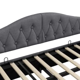 Gray Upholstered 90x200cm Daybed with LED Belt & Storage Space Underneath, MDF + Plywood, Stable Construction, Easy Assembly