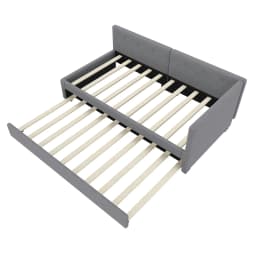 KOMHTOM Sofa Bed Frame 90x200cm, Daybed with rollaway bed, Single Bed with Pull-out bed and Backrest, without mattress, grey