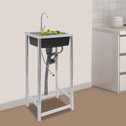 Large Capacity Stainless Steel Kitchen Sink with Faucet 360 ° Rotatable Faucet Low Noise 45*41*75cm