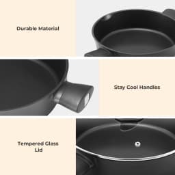 Frying Pan Induction with Lid, Sauté Pan, Serving Pan with High Rim, Cooking Pot 28 cm / 3.8 L with Anti-Scalding Handles