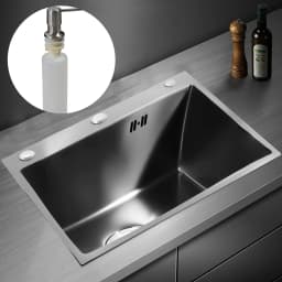 Kitchen Sink Black Stainless Steel Rectangle Sink Built-in Sink With Kitchen Soap Dispenser