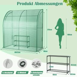 Foil Greenhouse with Flower Shelf,Tomato Greenhouse with PE Grid Film,Greenhouse with 2 Roll-up Doors,198.5 x 98 x 215 cm,Green
