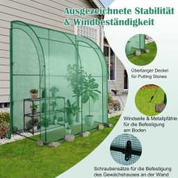 Foil Greenhouse with Flower Shelf,Tomato Greenhouse with PE Grid Film,Greenhouse with 2 Roll-up Doors,198.5 x 98 x 215 cm,Green