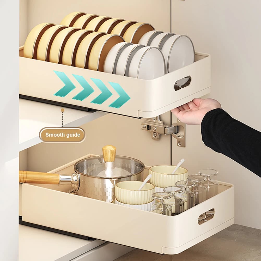 Carbon Steel Kitchen Cabinet Drawer Pull-Out Kitchen Drawer Storage Shelves, Dish Rack Under Sink Shelf For Cabinet Cupboard