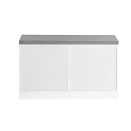 Sobuy Fsr153-W Shoe Bench with Seating Surface Narrow Seating Bench with Storage Plank Bench with Sliding Doors Shoe Chest Seating Dresser