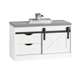 Sobuy Fsr153-W Shoe Bench with Seating Surface Narrow Seating Bench with Storage Plank Bench with Sliding Doors Shoe Chest Seating Dresser