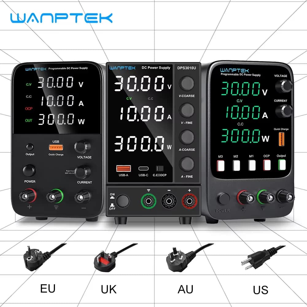Wanptek 30V 10A Laboratory Power Supply Adjustable Voltage Current Encoder Adjustment with USB Fast Charging Lab DC Power Supply