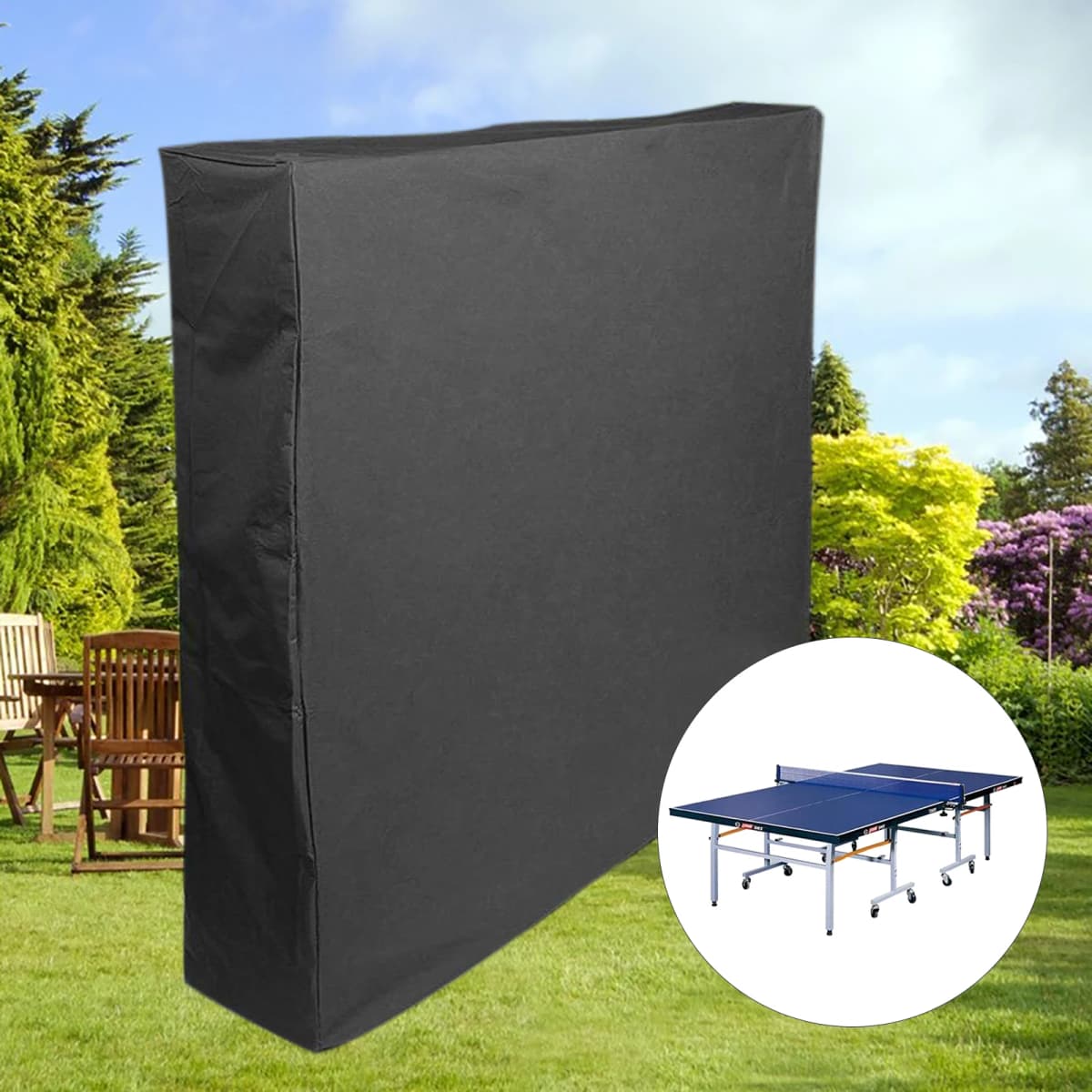 Heavy-Duty Ping Pong Table Cover with UV, Water, and Tear Resistance, Adjustable Straps, and Windproof Design for Year-Round