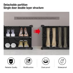 Shoe Cabinet Shelf Made of Plastic with Plastic Door, 24 Cubic Meters, 8 Levels and 12 Doors, 120*30*120 cm