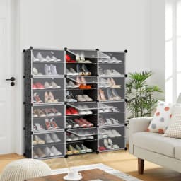 Shoe Cabinet Shelf Made of Plastic with Plastic Door, 24 Cubic Meters, 8 Levels and 12 Doors, 120*30*120 cm