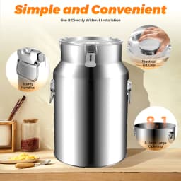 Milk Jug Leak-Proof Lid 201 Stainless Steel Milk Jug Transport Jug Stainless Steel Container with Silicone Seal (18L)