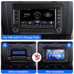 ESSGOO 7" Android 14 Car Radio for VW Caddy Life 2K Facelift with Rear View Camera and Brake Light Carplay Android Auto FM WIFI