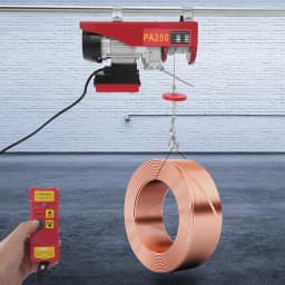 Electric Hoist 550W Electric Winch with Wireless Remote Control 12m Steel Wire and 2 Slings for Lifting Warehouse