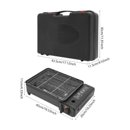 2200W Table Gas Grill, Portable Gas Grill W/ Grease Container& Carrying Bag, Camping Cooker Set for Terrace, Balcony& Garden