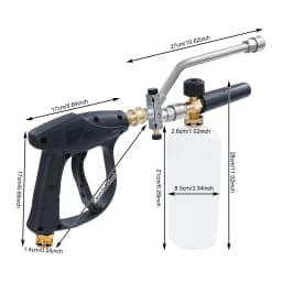 2-in-1 Pressure Washer Gun with 5 Replaceable Nozzles Foam Amount Adjustable for Cars, Motorcycles, Patios