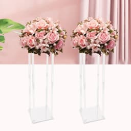 Clear Acrylic Flower Stand 2 Pcs,44.1Lbs Load,Desktop Floor Decor for Wedding Anniversary Ceremony Party Home Cafe 20x 20x80 cm