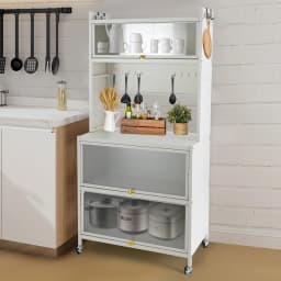 80cm 5-Story Kitchen Shelf Wear-Resistant Simple Installation with Dust-Proof Door Storage Cabinet for Living Rooms/Kitchens