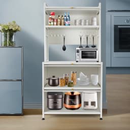 80cm 5-Story Kitchen Shelf Wear-Resistant Simple Installation with Dust-Proof Door Storage Cabinet for Living Rooms/Kitchens