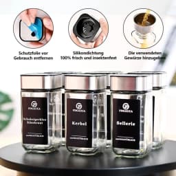 6/12/24Pcs Glass Spice Jars with 360° Rotating Lids, 120ml Spice Bottles with Black Labels, Funnel, Brush for Organising Spices