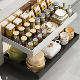 1pcs Expandable Pull Out Cabinet Organizer Adhesive Peel And Stick Slide Out Drawers for Kitchen Cabinets Adjustable Width