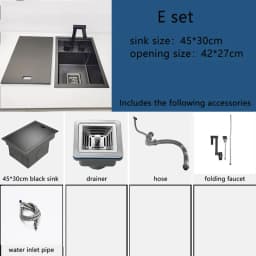 Hidden Dark Gray Kitchen Sink Single Bowl Bar Small Size Sink Stainless Steel Balcony Sink Concealed Kitchen Sink Bar Sink