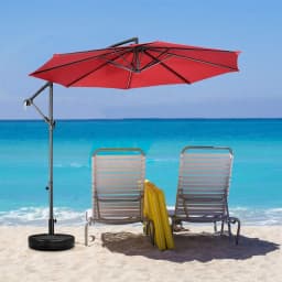 Round parasol stand, high density polyethylene and iron parasol base for outdoor, balcony, patio, black