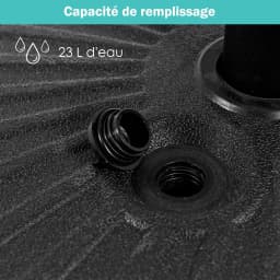 Round parasol stand, high density polyethylene and iron parasol base for outdoor, balcony, patio, black