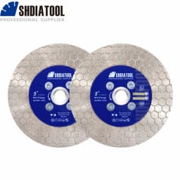 SHDIATOOL 2Pcs Dia125mm Diamond Cutting Disc With M14 Flange Double Side Saw Blade Porcelain Marble Ceramic Tile Grinding Cutter