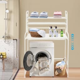 Adjustable Laundry Room Shelf Rust-Resistant Expandable Dryer Storage Rack Laundry Room Storage for Balconies/Bathrooms/Kitchens