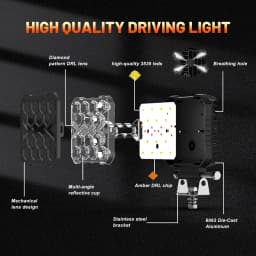 UNISHINE 4" Work LED Headlight Light Auto Fog Light Led Light Bar Round Fog Light for Motorcycle Car Trucks SUV UTV 12V 24V