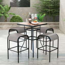 Set of 2 Outdoor Bar Stools, Bar Chairs with Curved Fabric Seat, Counter Stools up to 180 kg,Backless Bistro Stools for Balcony