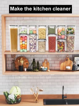 25pcs Airtight Kitchen Grain Storage Organizer Food Jars Household Large Tank Plastic Moisture-resistant Storage Box Spice Jars