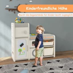 Children's Shelf with Boxes, Children's Room Shelf with 4 Cabinets, Bookcase for Children, Toy Shelf for Toy Storage (Dreamer)