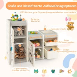 Children's Shelf with Boxes, Children's Room Shelf with 4 Cabinets, Bookcase for Children, Toy Shelf for Toy Storage (Dreamer)
