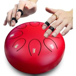 Steel Tongue Drum 6 Inch 8 Note Percussion Instrument, Outdoor Rain Drum - Musician Gift for Family and Friends (Red)